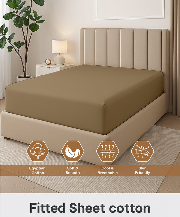 Seven Star 1 Piece Cotton Fitted Sheet- Taupe