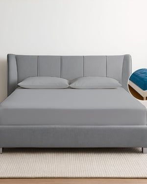 Oceanbreeze Premium Cotton 4 Piece Sheets Set for Waterbeds - Light Gray