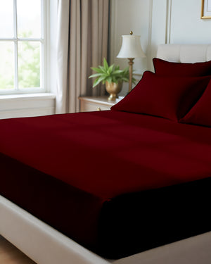 Giza Grace – Classic 1 Piece Fitted Sheet- Burgundy