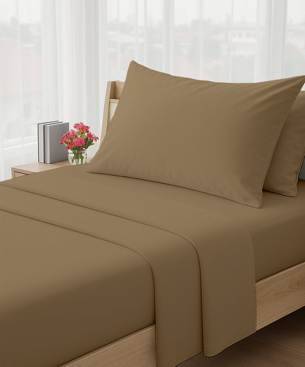 LuxeLayer Giza Cotton 4 Piece Cot Sheet Set - Taupe