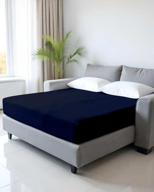 SmartSleep 1 Piece Deep Pocket Fitted Sheet for Convertible Sofa Beds - Navy Blue