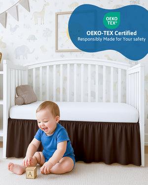 Microfiber Ruffled Crib Bed Skirt with Split Corners- Chocolate-baby bedding-Shreem Linen-Slumber Sphere
