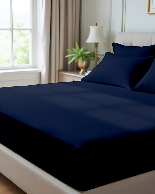 Giza Grace – Classic 1 Piece Fitted Sheet- Navy Blue