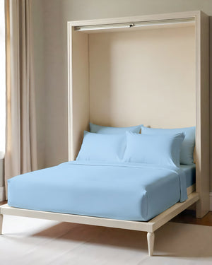 FoldEase Murphy Bed 4 Piece Sheet Set- Light Blue