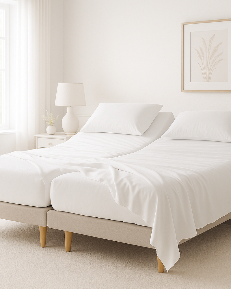 Comfort Split Ultra-Soft 5-Piece Cotton Split Beds Sheet Set - White-Custom Beds-Cottingon -Slumber Sphere