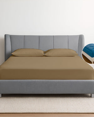 Oceanbreeze Premium Cotton 4 Piece Sheets Set for Waterbeds - Taupe