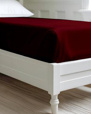 Luxe Giza Cotton 1 Piece Cot Fitted Sheet - Burgundy
