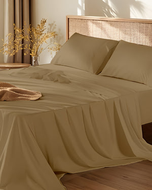 Crescendo Giza Cotton 4 Piece Sheet Set - Taupe