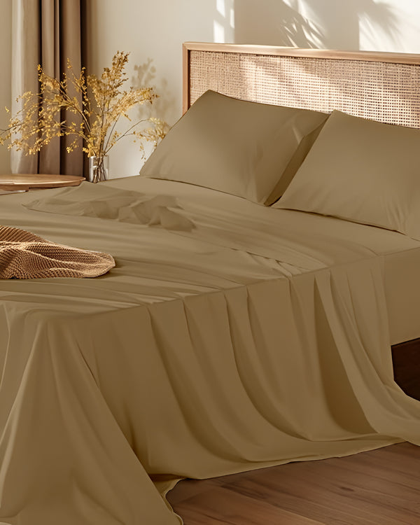 Crescendo Giza Cotton 4 Piece Sheet Set - Taupe