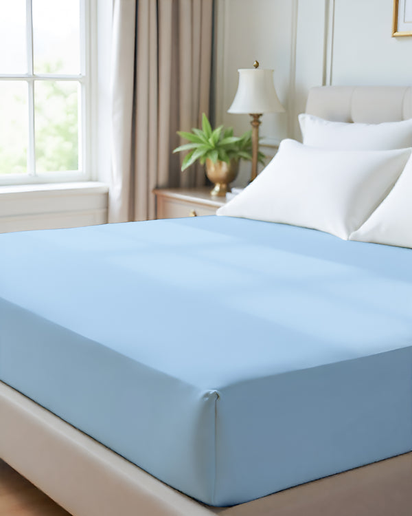 Giza Grace – Classic 1 Piece Fitted Sheet- Light Blue