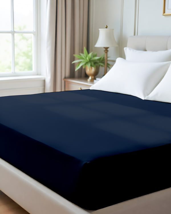 Giza Grace – Classic 1 Piece Fitted Sheet- Navy Blue