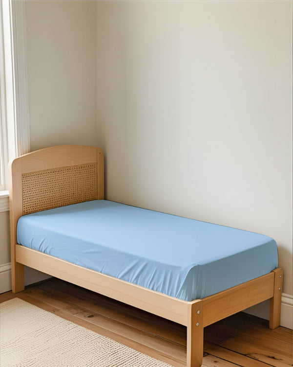 Ultra-fine Microfiber 1 Piece Sky Calm Cot Fitted Sheet – Light Blue