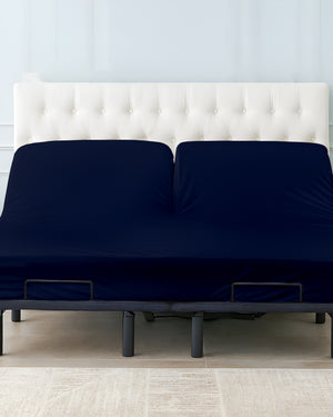 Premium 1 Piece Fitted Sheet with Top Split for Adjustable Beds - Navy Blue