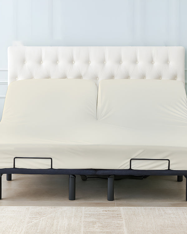 Premium 1 Piece Fitted Sheet with Top Split for Adjustable Beds - Ivory