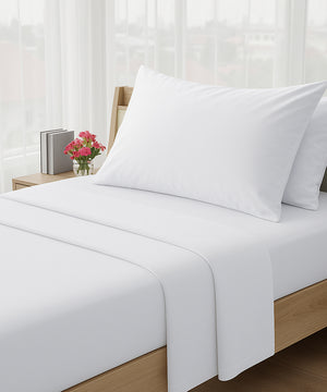LuxeLayer Giza Cotton 4 Piece Cot Sheet Set - White