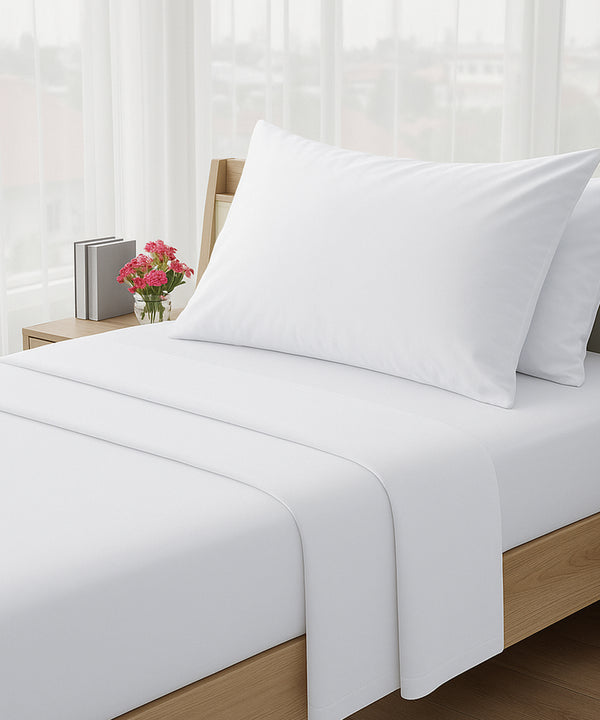 LuxeLayer Giza Cotton 4 Piece Cot Sheet Set - White