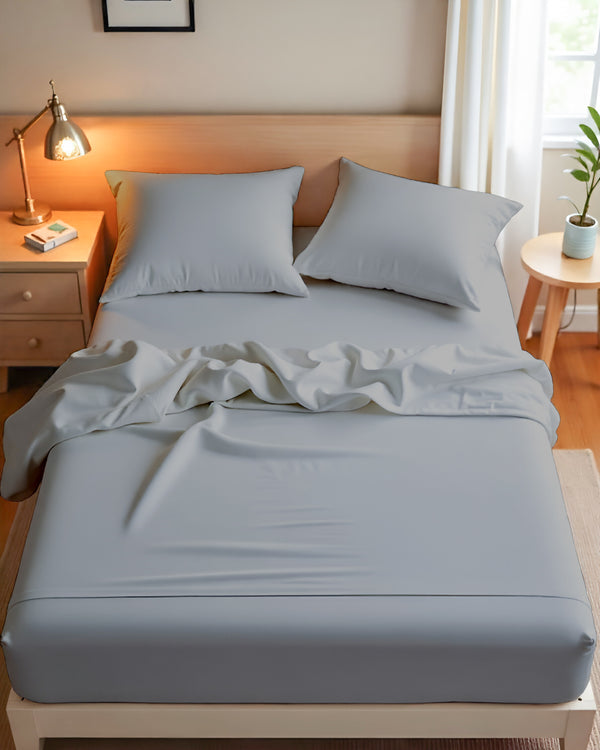 Royal Dreams, Extra Deep 4 Piece Cotton Sheet Set- Light Gray