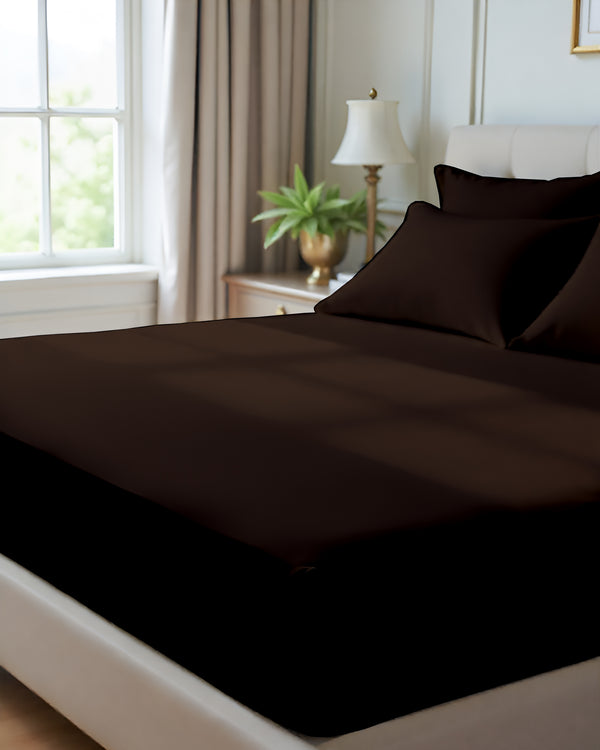 Giza Grace – Classic 1 Piece Fitted Sheet- Chocolate
