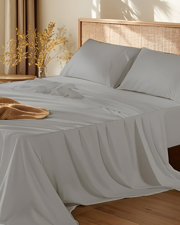 Crescendo Giza Cotton 4 Piece Sheet Set - Light Gray