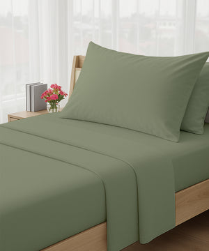 LuxeLayer Giza Cotton 4 Piece Cot Sheet Set - Sage