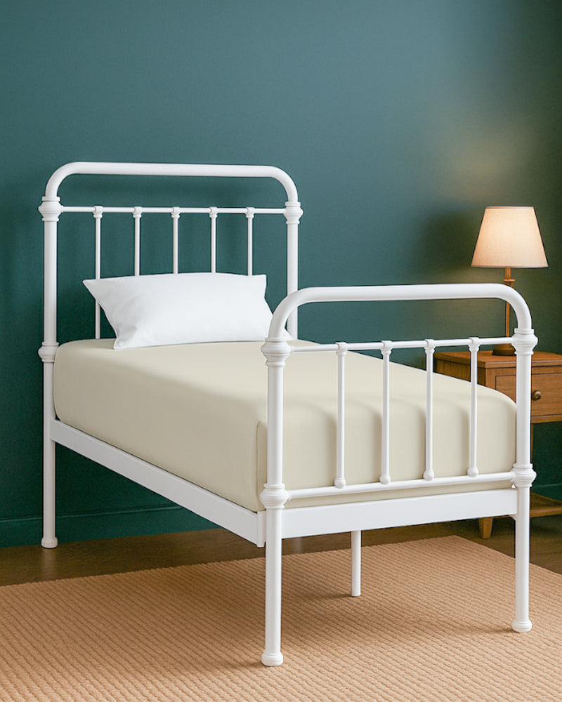 SoftHaven 1 Piece Cotton Cot Fitted Bed Sheet - Ivory