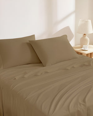 Classic Comfort Cotton Bedding 4 Piece Sheet Set- Taupe