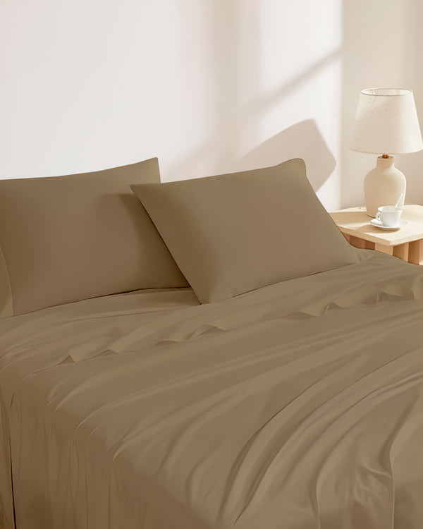 Classic Comfort Cotton Bedding 4 Piece Sheet Set- Taupe