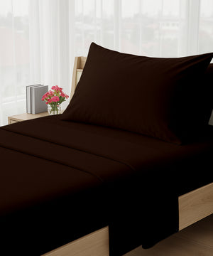 LuxeLayer Giza Cotton 4 Piece Cot Sheet Set -Chocolate