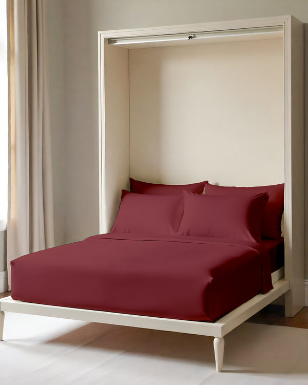 FoldEase Murphy Bed 4 Piece Sheet Set- Burgundy