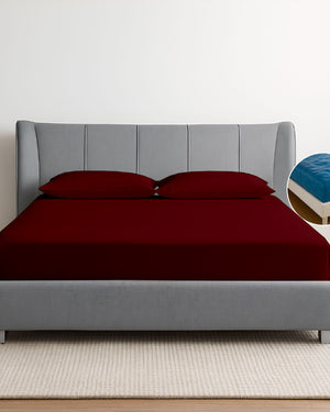 Oceanbreeze Premium Cotton 4 Piece Sheets Set for Waterbeds - Burgundy
