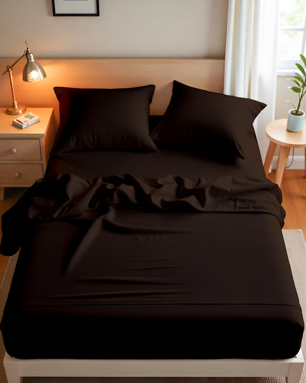 Royal Dreams, Extra Deep 4 Piece Cotton Sheet Set- Chocolate