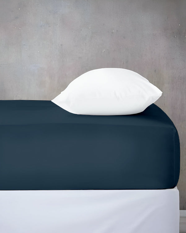 Cloud Soft Classic –  Single Fitted Sheet for Everyday Luxury - Navy Blue