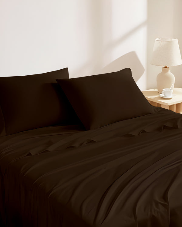 Classic Comfort Cotton Bedding 4 Piece Sheet Set- Chocolate