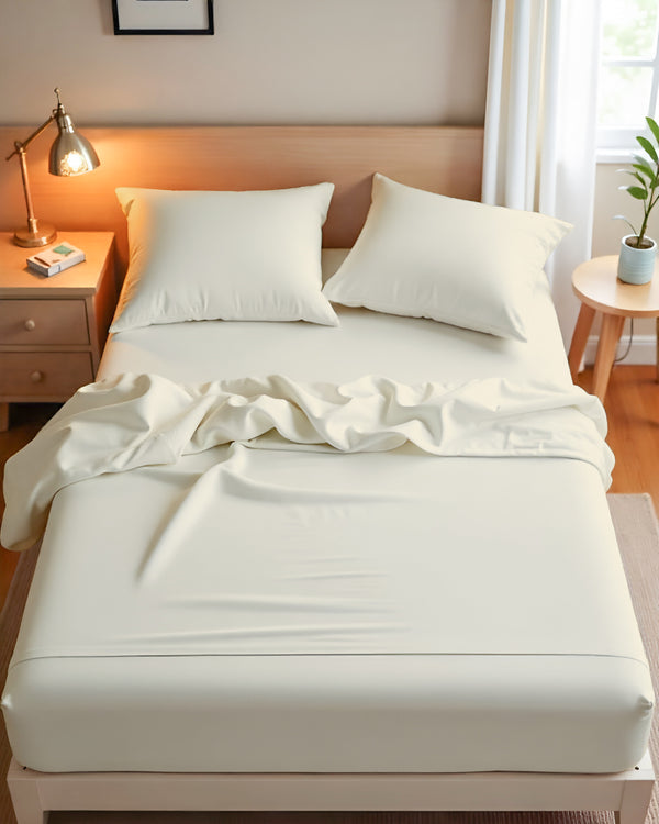 Royal Dreams, Extra Deep 4 Piece Cotton Sheet Set- Ivory