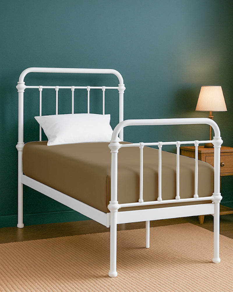 SoftHaven 1 Piece Cotton Cot Fitted Bed Sheet - Taupe