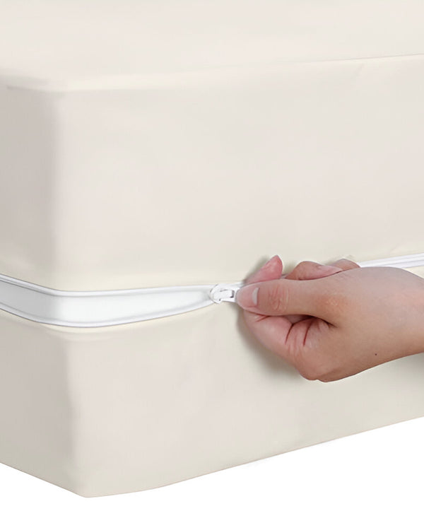 PureGuard ZipFit –  1 Piece Zipper Closure Fitted Sheet - Ivory