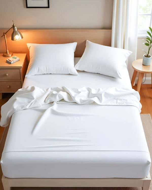 Royal Dreams, Extra Deep 4 Piece Cotton Sheet Set- White