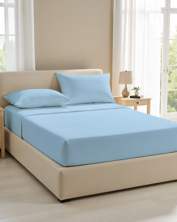 CalmFloats 4 Piece Waterbed Sheet Set- Light Blue