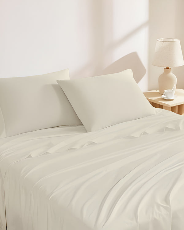 Classic Comfort Cotton Bedding 4 Piece Sheet Set- Ivory