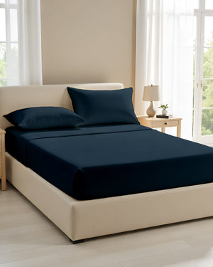 CalmFloats 4 Piece Waterbed Sheet Set- Navy Blue