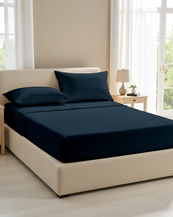 CalmFloats 4 Piece Waterbed Sheet Set- Navy Blue