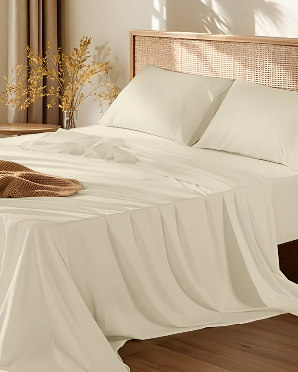 Crescendo Giza Cotton 4 Piece Sheet Set - Ivory