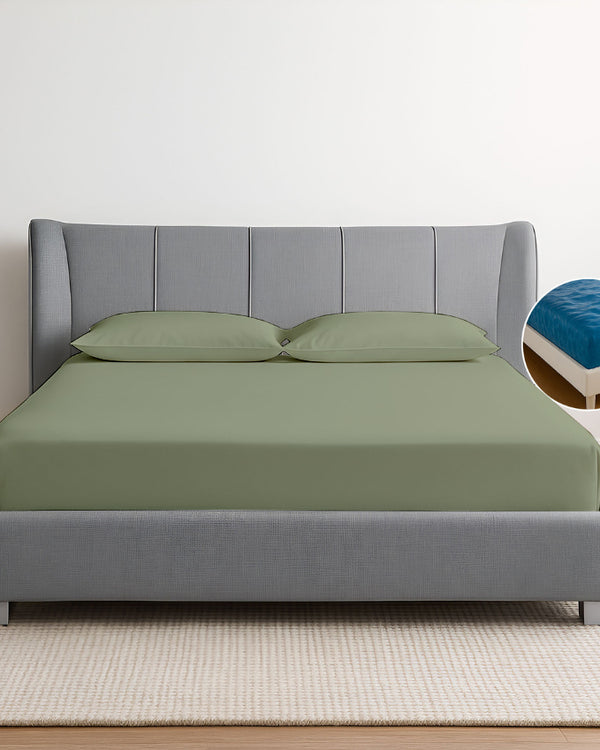Oceanbreeze Premium Cotton 4 Piece Sheets Set for Waterbeds - Sage