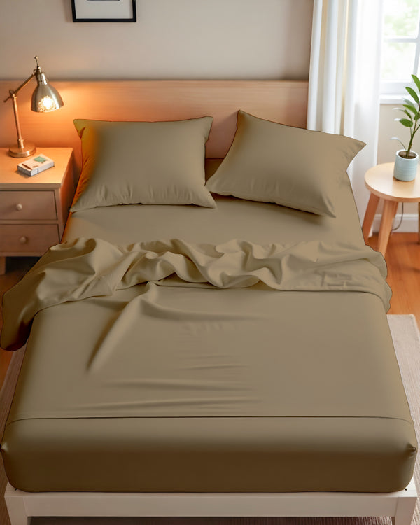 Royal Dreams, Extra Deep 4 Piece Cotton Sheet Set- Taupe