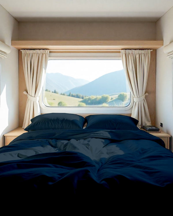 Modern Haven RV Sheet Set – Soft Microfiber, 4-Piece Luxury Collection - Navy Blue