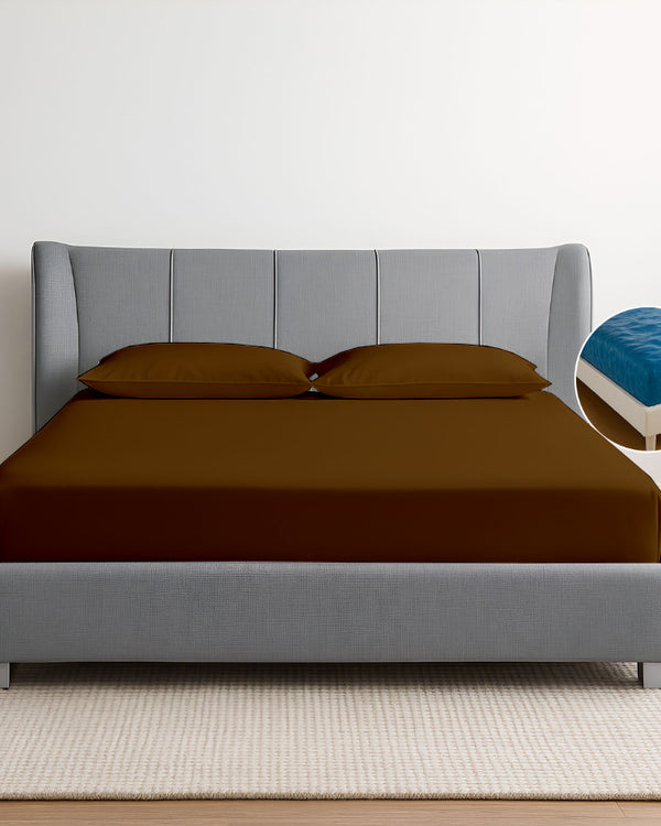 Oceanbreeze Premium Cotton 4 Piece Sheets Set for Waterbeds - Chocolate