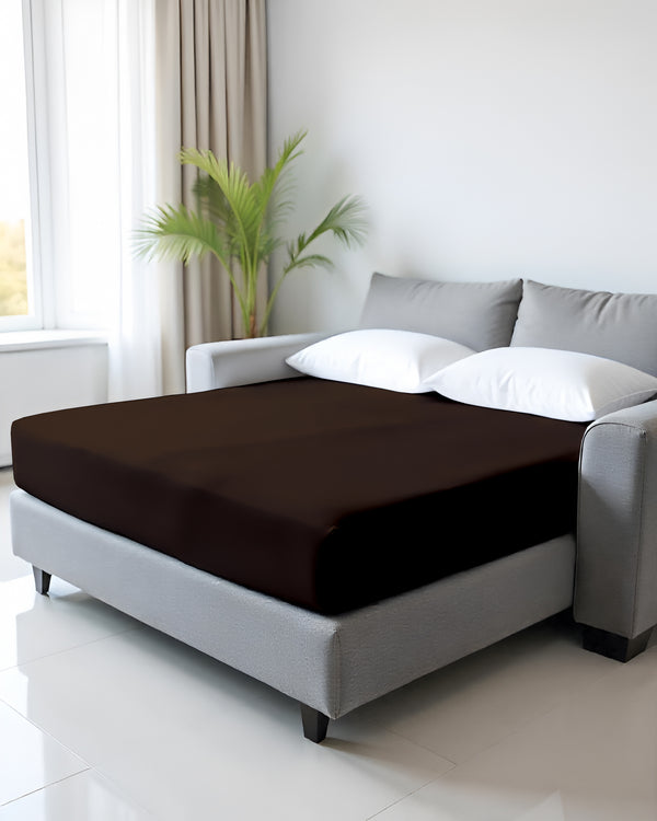 SmartSleep 1 Piece Deep Pocket Fitted Sheet for Convertible Sofa Beds - Chocolate
