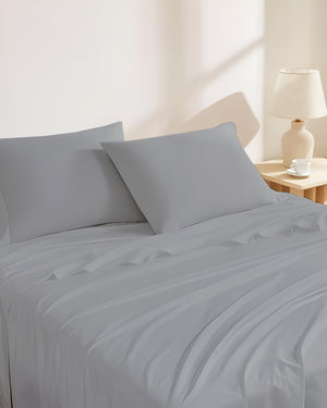 Classic Comfort Cotton Bedding 4 Piece Sheet Set- Light Gray