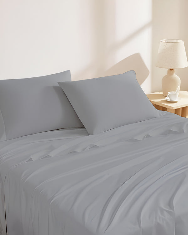 Classic Comfort Cotton Bedding 4 Piece Sheet Set- Light Gray