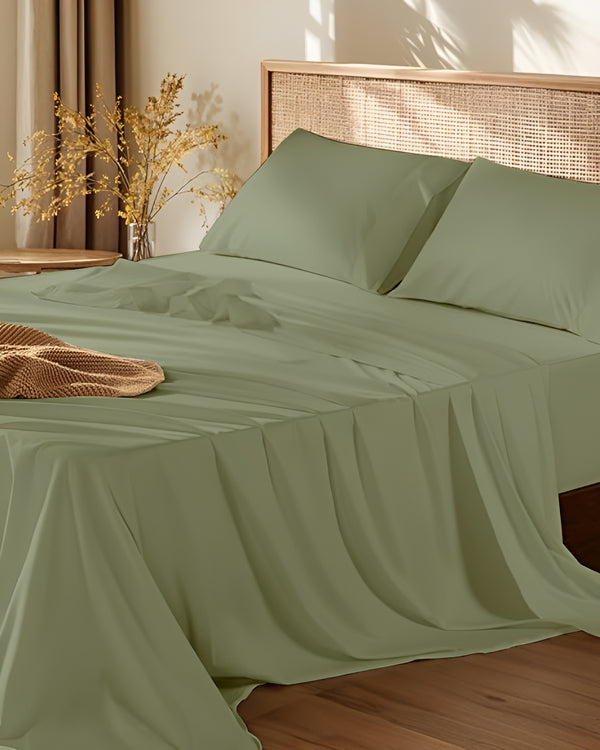 Crescendo Giza Cotton 4 Piece Sheet Set - Sage